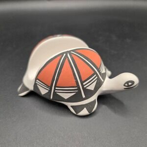 Acoma NM Pueblo Pottery Turtle Business Card Holder Hand Painted By Concho NM